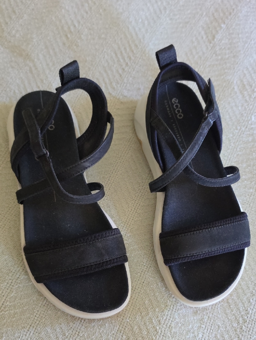 Ecco Black and White Strappy Women's Sandals